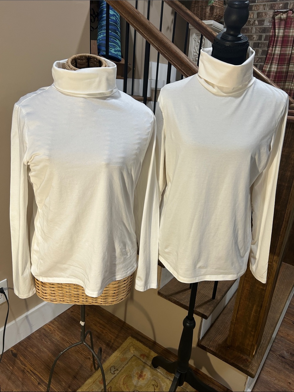 Talbots M Turtleneck Long-Sleeve bundle of two I cream & white  LN